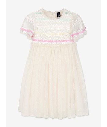 Needle & Thread Girls Rainbow Stripe Bodice Dress in Cream livraison et retour toujours gratuits