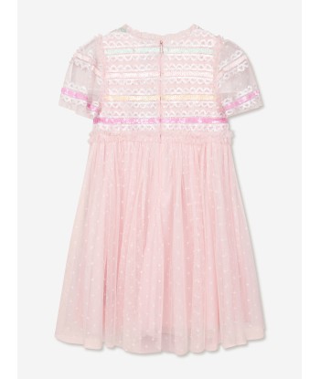 Needle & Thread Girls Rainbow Stripe Bodice Dress in Pink de la marque