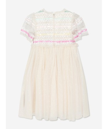 Needle & Thread Girls Rainbow Stripe Bodice Dress in Cream livraison et retour toujours gratuits