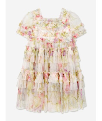 Needle & Thread Girls Iris Smocked Dress in Ivory l'achat 