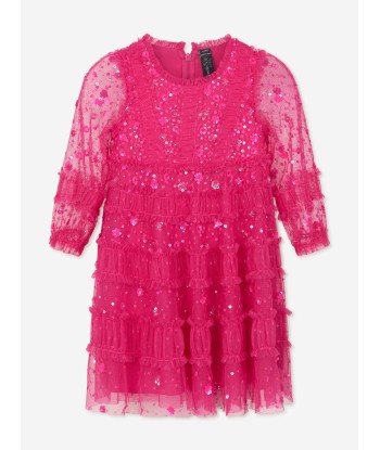 Needle & Thread Girls Violet Shimmer Long Sleeve Dress in Pink JUSQU'A -70%! 