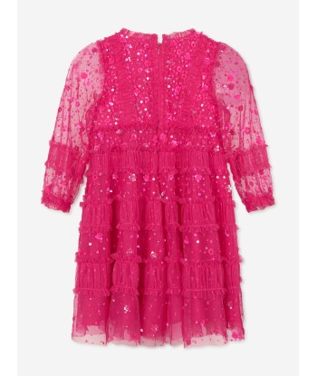 Needle & Thread Girls Violet Shimmer Long Sleeve Dress in Pink JUSQU'A -70%! 