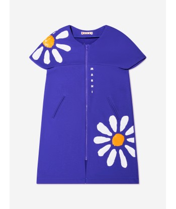 MARNI Girls Zip Up Flower Dress in Blue les ctes