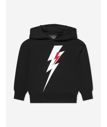 Neil Barrett Boys Thunderbolt Hoodie in Black chez Cornerstreet bien 