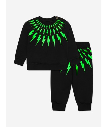 Neil Barrett Baby Boys Thunderbolt Tracksuit in Black brillant des détails fins