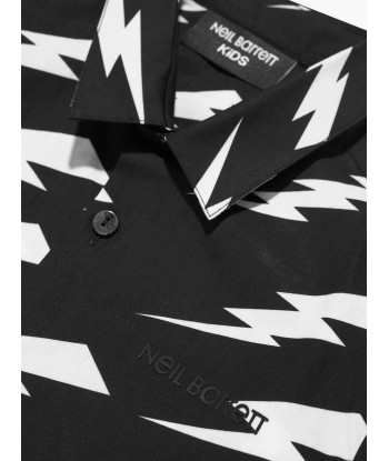 Neil Barrett Boys Thunderbolt Short Sleeve Shirt in Black pas cher chine