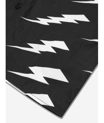 Neil Barrett Boys Thunderbolt Short Sleeve Shirt in Black pas cher chine