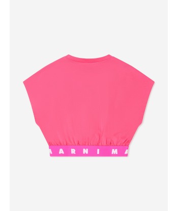 MARNI Girls Logo Band Cropped Top in Pink de pas cher