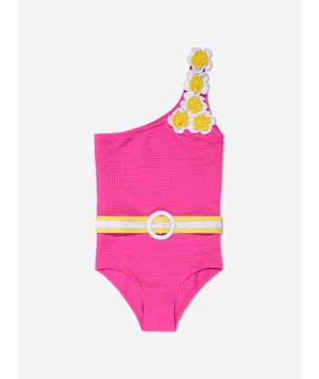 Nessi Byrd Girls Pinko Asymmetrical Swimsuit in Pink pas cher 