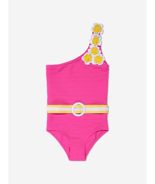 Nessi Byrd Girls Pinko Asymmetrical Swimsuit in Pink pas cher 