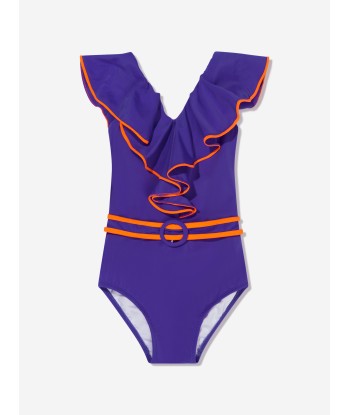 Nessi Byrd Girls Cano Frill Swimsuit in Purple basket pas cher