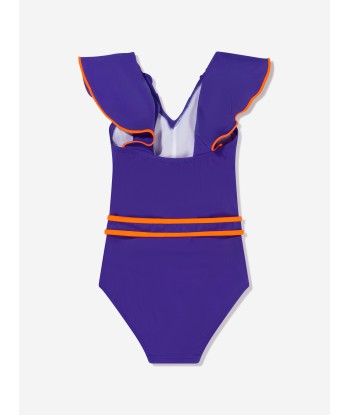 Nessi Byrd Girls Cano Frill Swimsuit in Purple basket pas cher