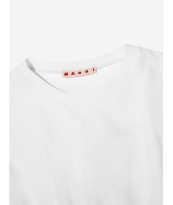 MARNI Girls Logo Band Cropped Top in White Découvrez la collection