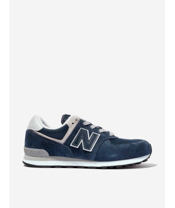 New Balance Kids 574 Lace Up Logo Trainers in Navy acheter en ligne