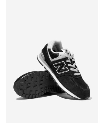 New Balance Kids 574 Lace Up Logo Trainers in Black Voir les baskets