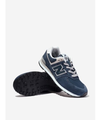 New Balance Kids 574 Lace Up Logo Trainers in Navy acheter en ligne