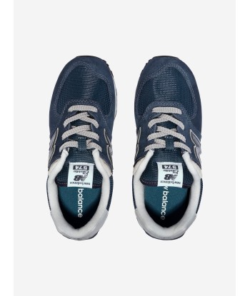 New Balance Kids 574 Lace Up Logo Trainers in Navy acheter en ligne