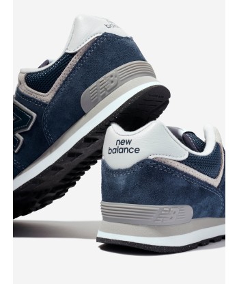 New Balance Kids 574 Lace Up Logo Trainers in Navy acheter en ligne