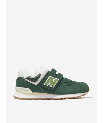 New Balance Kids 574 Logo Trainers in Green destockage