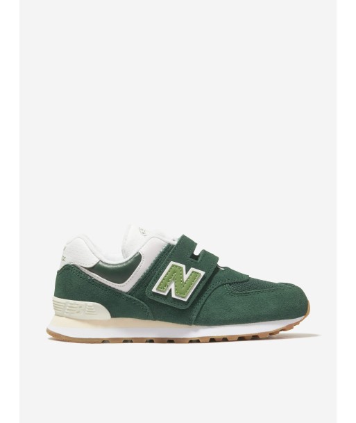 New Balance Kids 574 Logo Trainers in Green destockage