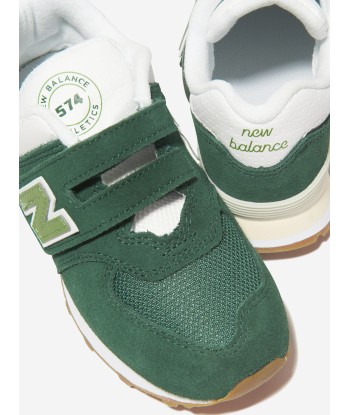 New Balance Kids 574 Logo Trainers in Green destockage