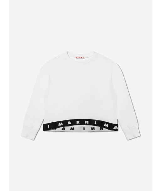 MARNI Girls Logo Band Sweatshirt in White store