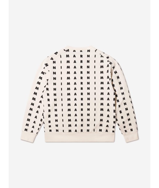 MARNI Kids Logo Print Sweatshirt in White Amélioration de cerveau avec