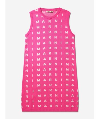 MARNI Girls Sleeveless Logo Print Dress in Pink Economisez 