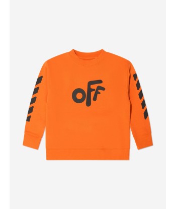 Off-White Boys Off Rounded Crew Neck Sweatshirt pas cher 