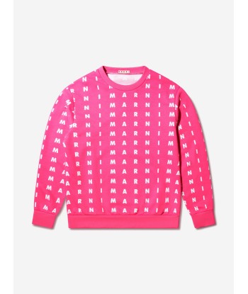 MARNI Girls Logo Print Sweatshirt in Pink Véritable concentré