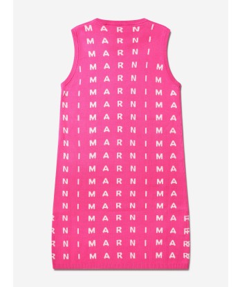 MARNI Girls Sleeveless Logo Print Dress in Pink Economisez 