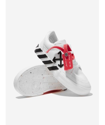 Off-White Boys Vulcanized Lace Up Trainers in White rembourrage situé sous