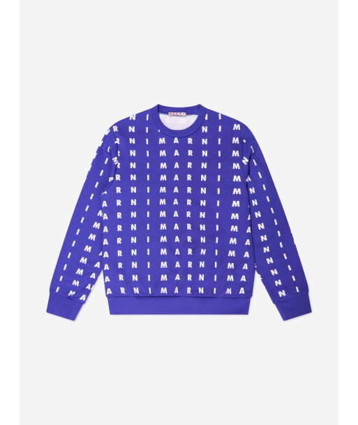 MARNI Kids Logo Print Sweatshirt in Blue le concept de la Pate a emporter 