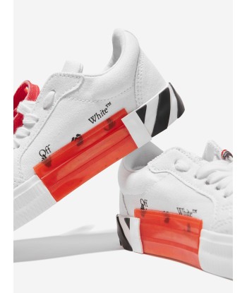 Off-White Boys Vulcanized Lace Up Trainers in White rembourrage situé sous