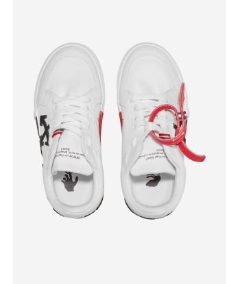 Off-White Boys Vulcanized Lace Up Trainers in White rembourrage situé sous