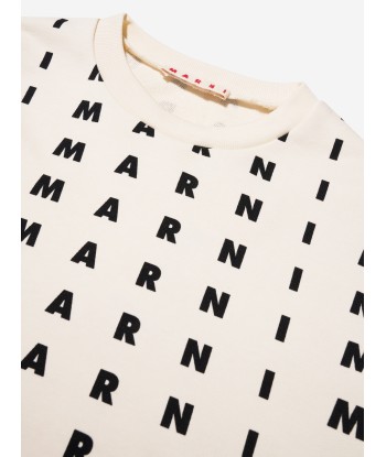 MARNI Kids Logo Print Sweatshirt in White Amélioration de cerveau avec