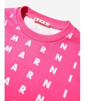 MARNI Girls Logo Print Sweatshirt in Pink Véritable concentré