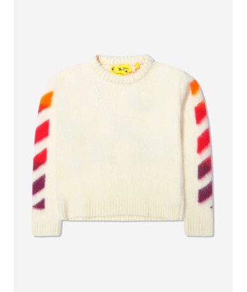 Off-White Girls Arrow Mohair Knit Crew Neck Jumper sur le site 