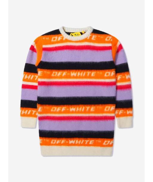 Off-White Girls Striped Logo Knitted Dress acheter