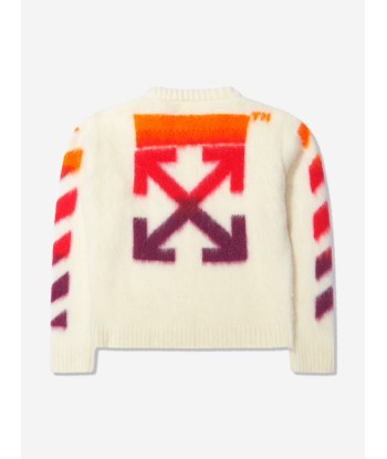 Off-White Girls Arrow Mohair Knit Crew Neck Jumper sur le site 