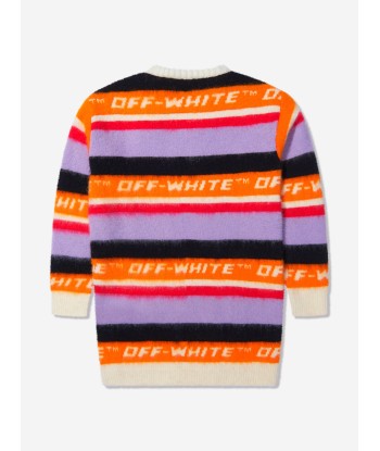 Off-White Girls Striped Logo Knitted Dress acheter