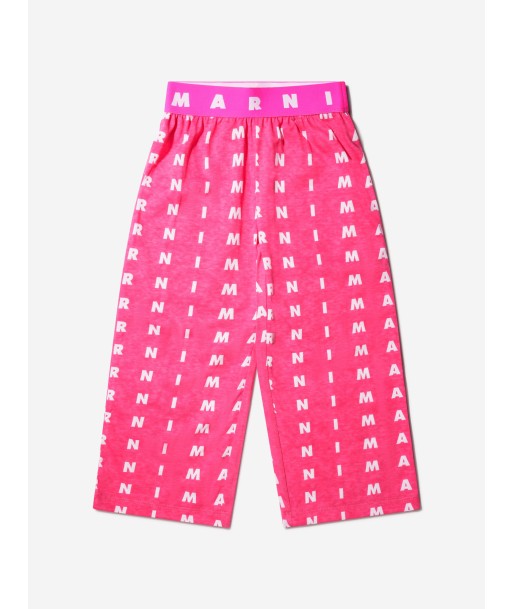 MARNI Girls Logo Print Trousers in Pink ou a consommer sur place