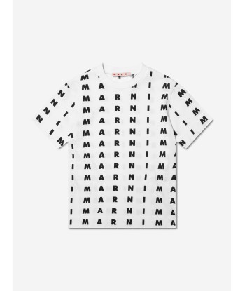 MARNI Kids Logo Print T-Shirt in White 2023