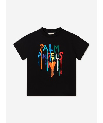 Palm Angels Kids Dripping Logo T-Shirt rembourrage situé sous