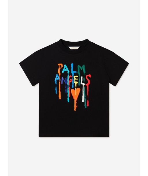 Palm Angels Kids Dripping Logo T-Shirt rembourrage situé sous