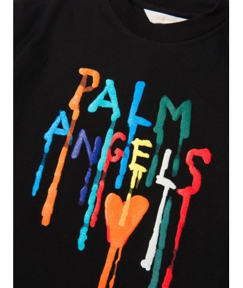 Palm Angels Kids Dripping Logo T-Shirt rembourrage situé sous