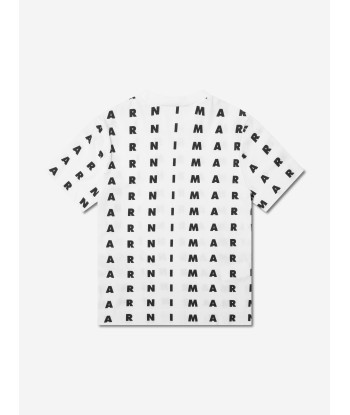 MARNI Kids Logo Print T-Shirt in White 2023