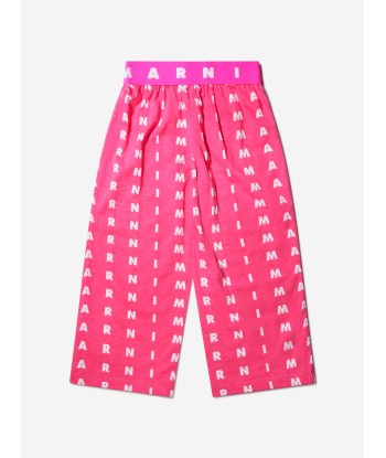 MARNI Girls Logo Print Trousers in Pink ou a consommer sur place