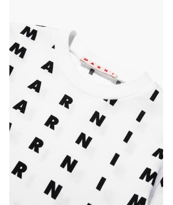 MARNI Kids Logo Print T-Shirt in White 2023