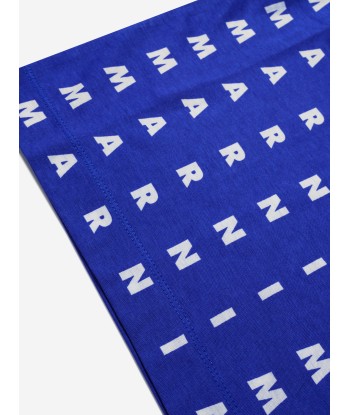 MARNI Kids Logo Print T-Shirt in Blue Véritable concentré